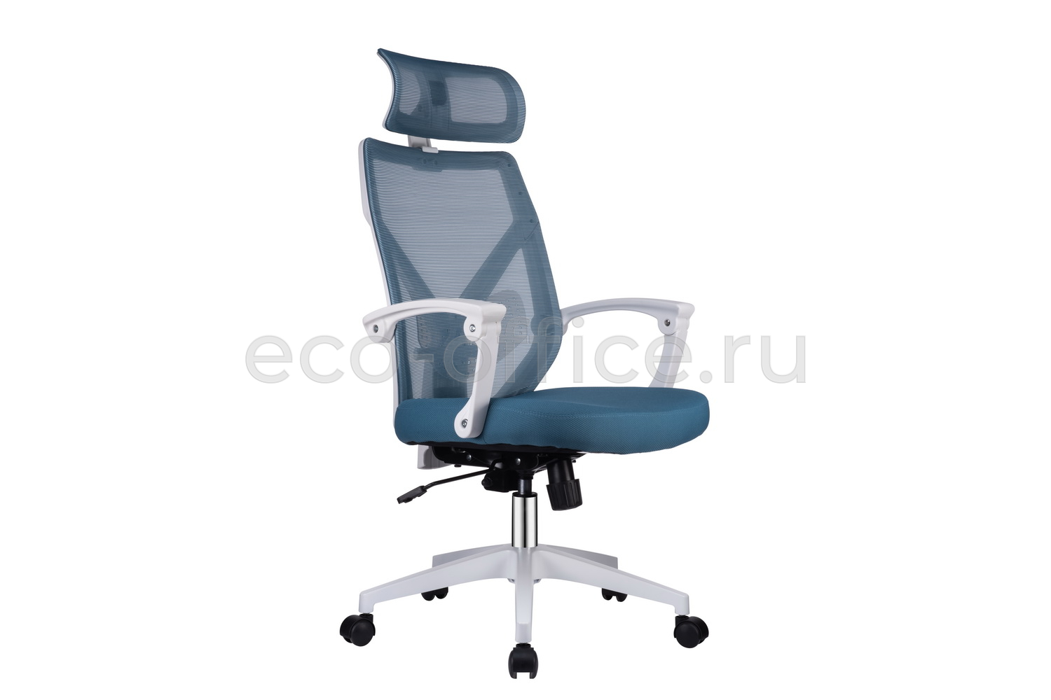 Кресло RV Chair OLIVER W-203 AC Белый пластик / Синяя ткань купить в Екатеринбурге
