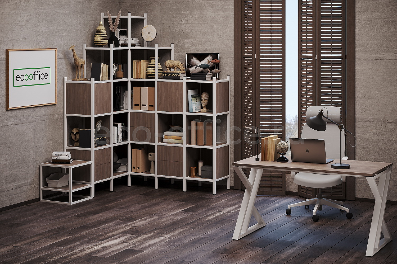 Кабинет руководителя LOFT Дуб Аризона / Белый металл купить в Екатеринбурге