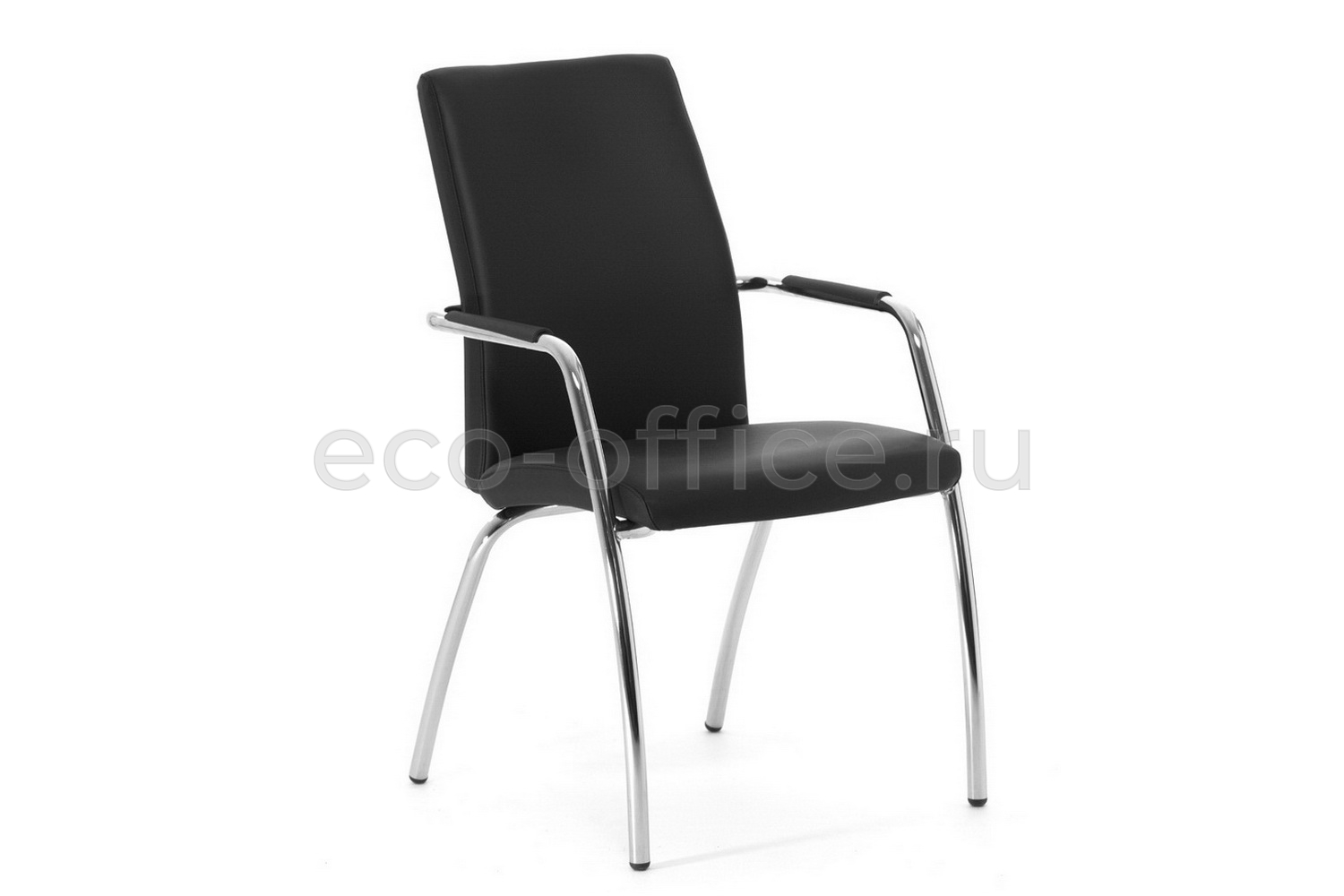 Конференц-кресло Profoffice WELL SEAT на 4 опорах Чёрная экокожа купить в Екатеринбурге