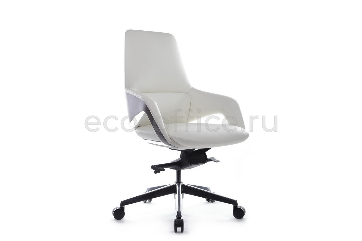 Кресло руководителя RV Design AURA-M FK005-B Белая кожа купить в Екатеринбурге
