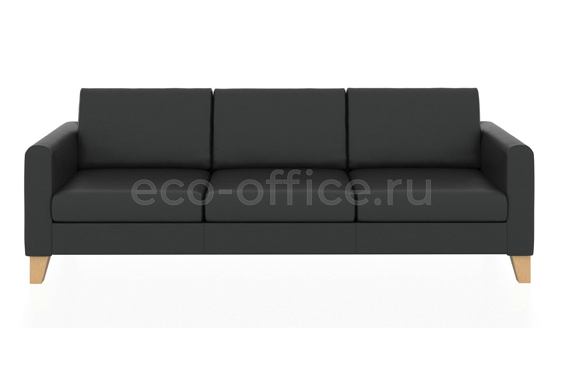 Трехместный диван БЕРГЕН экокожа Euroline 9100 Чёрный купить в Екатеринбурге