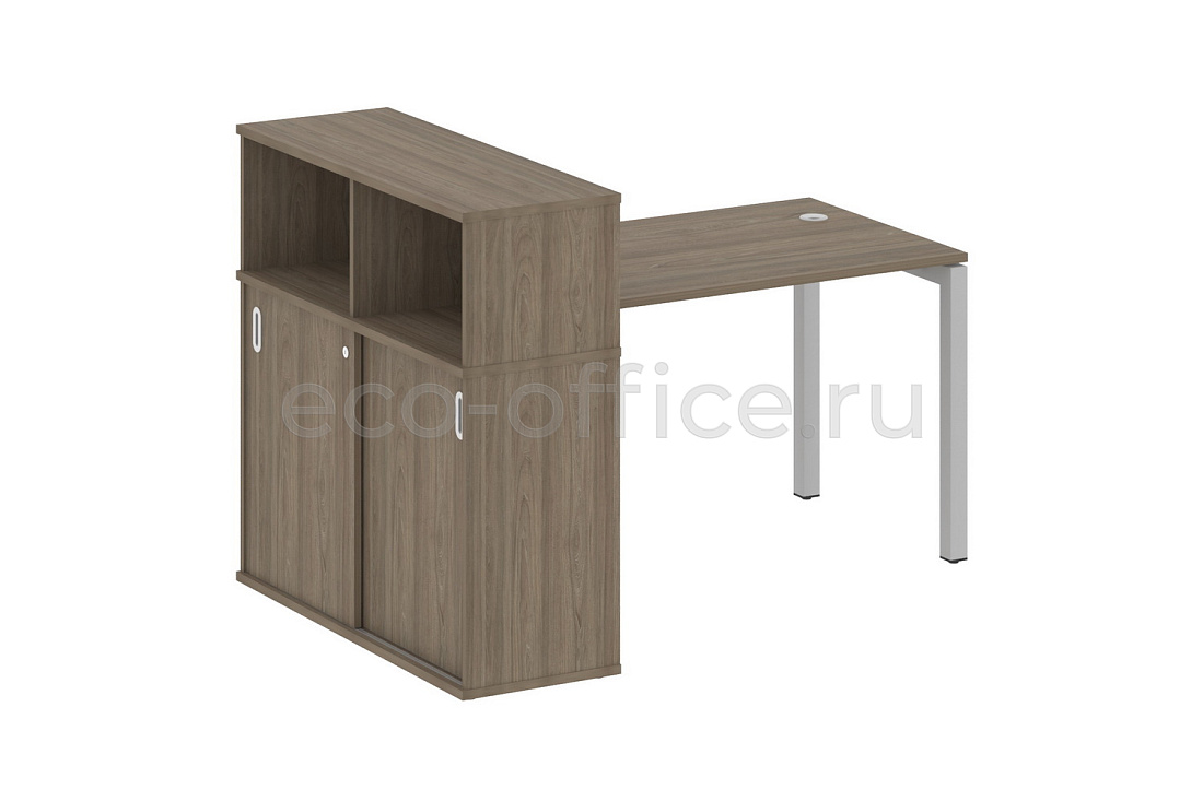 Стол письменный с опорным шкафом-купе METAL SYSTEM QUATTRO 5x5 50БП.РС-СШК-3.2 Вяз Благородный / Серый металл купить в Екатеринбурге