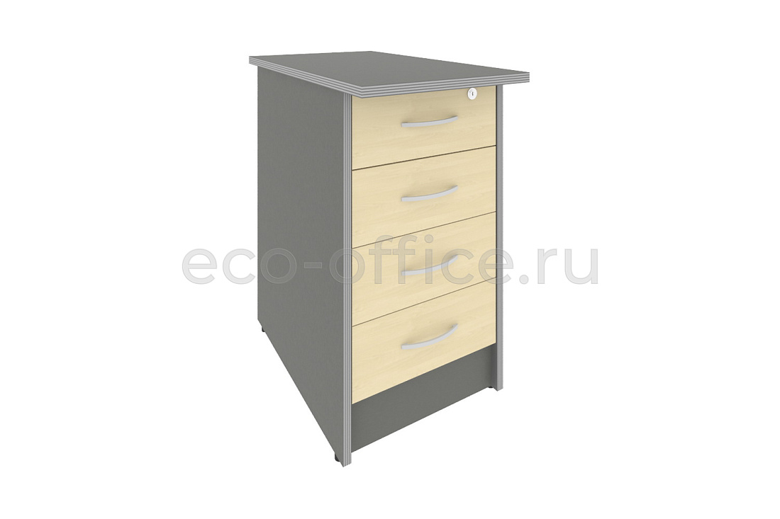 Тумба приставная 4 ящика RIVA А.ТП-4.2F-S Клён-металлик купить в Екатеринбурге