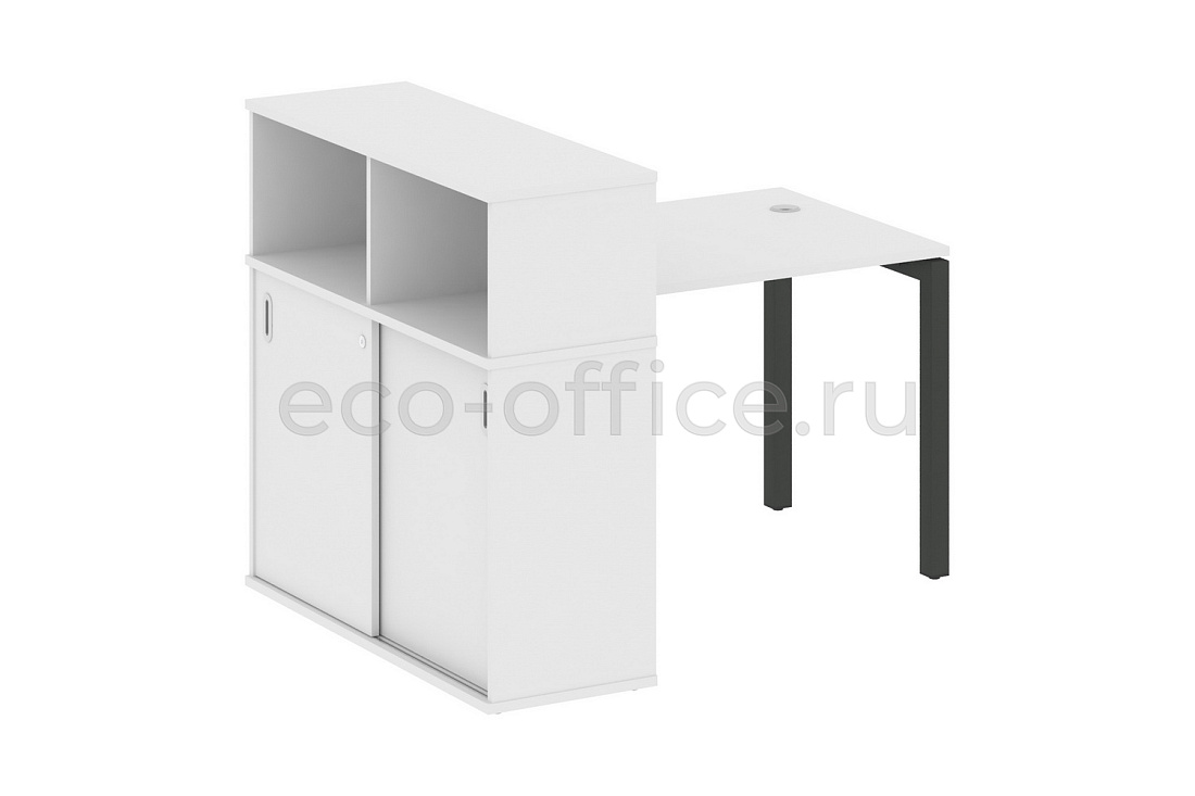 Стол письменный с опорным шкафом-купе METAL SYSTEM QUATTRO 5x5 50БП.РС-СШК-3.1 Белый / Антрацит металл купить в Екатеринбурге