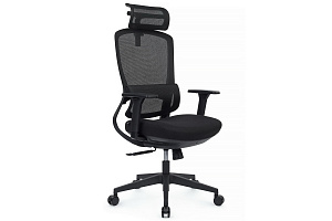 Кресло RV Chair SKILL 6245AX Чёрная сетка / Чёрная ткань фото