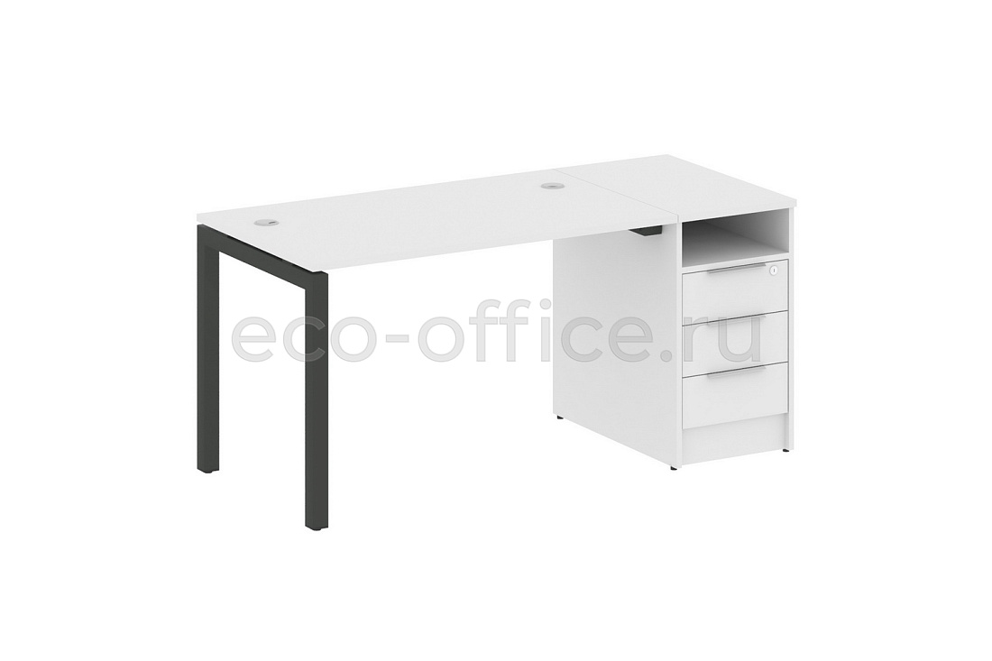 Рабочая станция с опорной тумбой METAL SYSTEM QUATTRO 5x5 50БП.РС-СТП-1.2 Белый / Антрацит металл купить в Екатеринбурге