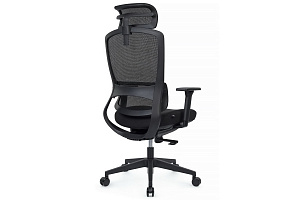 Кресло RV Chair SKILL 6245AX Чёрная сетка / Чёрная ткань фото