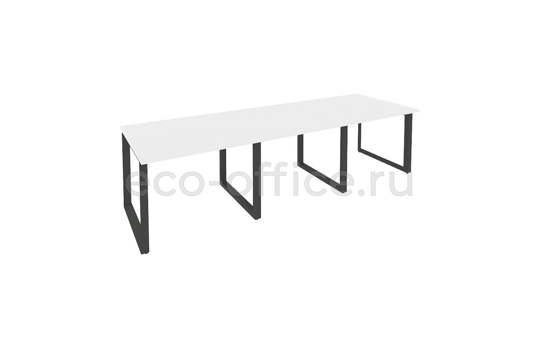 Стол переговорный (3 столешницы) ONIX O.MO-PRG-3.1 Белый Бриллиант / Антрацит металл  купить в Екатеринбурге