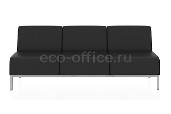 Прямой трехместный модуль КОМПАКТ экокожа Euroline 9100 Чёрный купить в Екатеринбурге